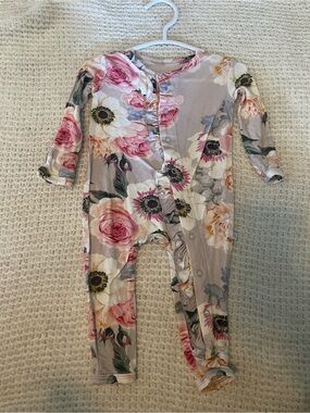 Posh Peanut Floral Pink and Cream Baby One-Piece Romper